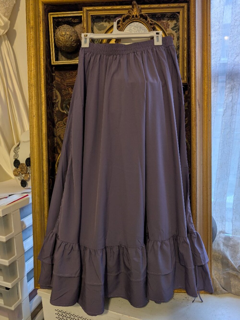 Scarlet Darkness Ruffled High-Low Drawstring Skirt Light Purple Medium